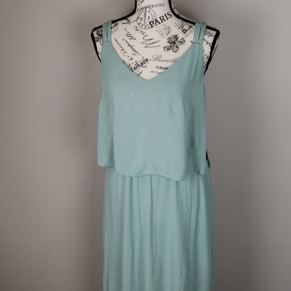 {Zara Basic} Wedding Event Formal Evening Beach Foam Green Maxi Dress - Picture 2 of 10